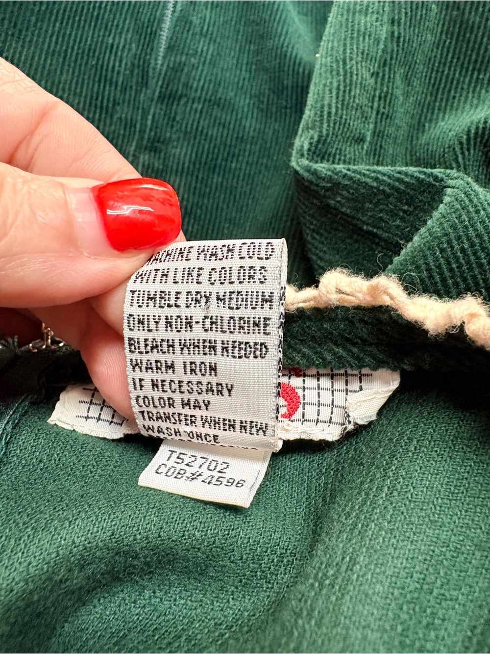 Vintage 90’s Emerald Green Corduroy Midi Long Sleeve Dress Pearl Buttons Size 16 - Picture 13 of 13